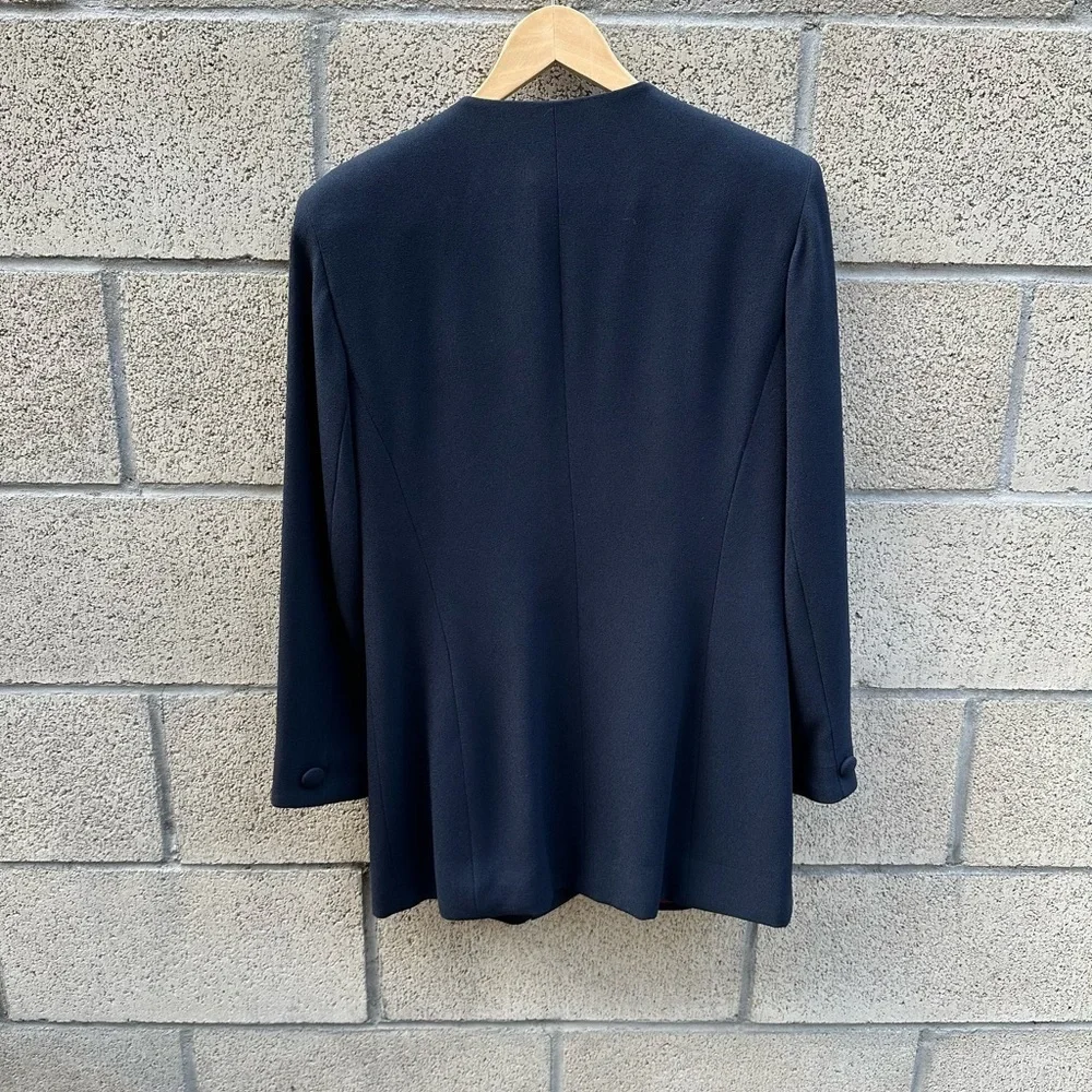 Christian Dior Vintage Navy Blue Wool Like Blazer Women's Size 4